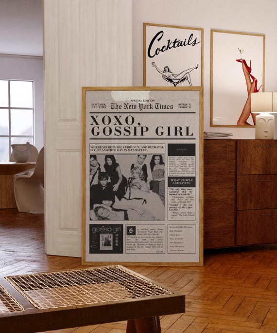 Gossip Girl Newspaper Printable Wall Art Decor Poster New York