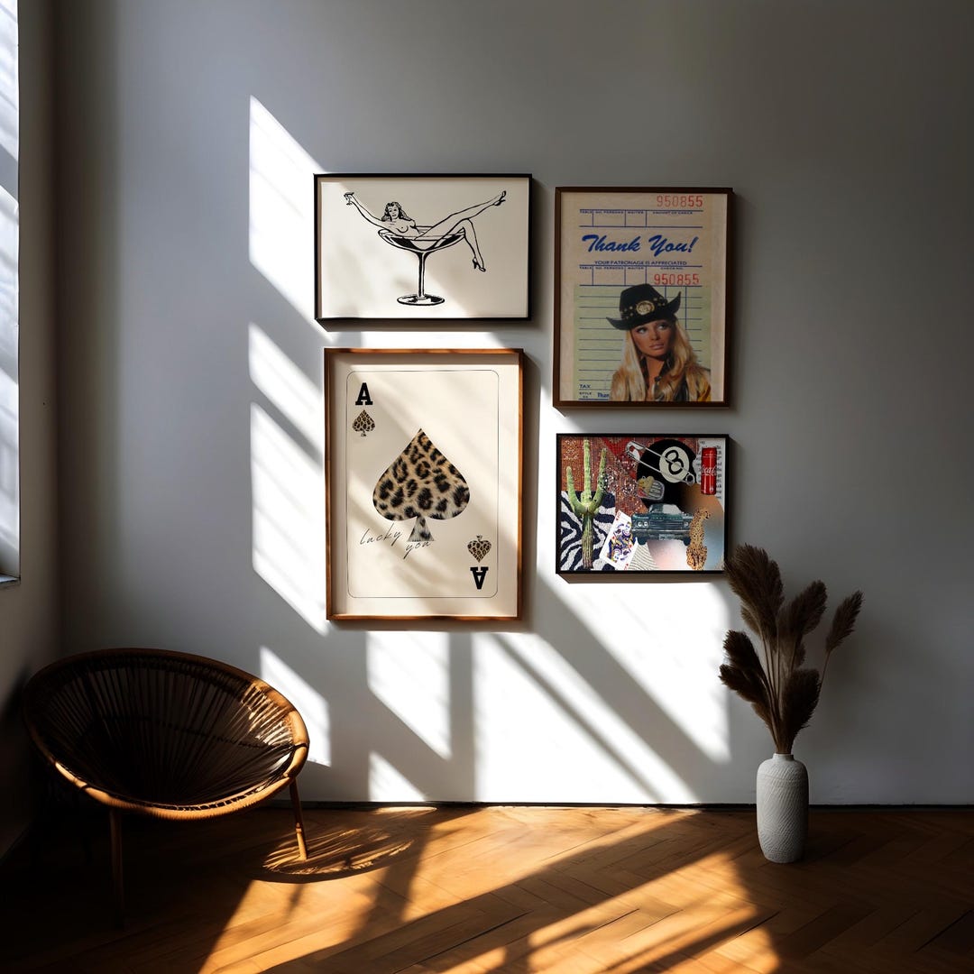Set of 4 Coastal Cowgirl Wall Art Prints Digital Download Posters Cool ...