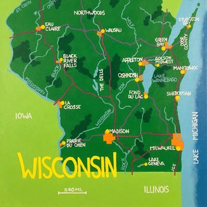 Wisconsin art map print