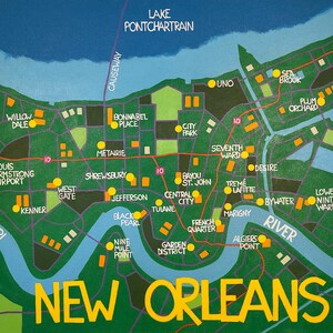 New Orleans Kunst Map Druck
