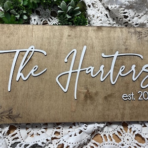 Last Name Sign-Engraved Wood- Established Date-Family Name Sign-Gift for the Couple-Housewarming Gift -Personalized Wedding Gift-Wall Art