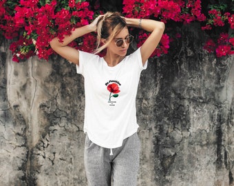 Camiseta "Sé positiva", camiseta informal para mujer, camiseta botánica vintage, camiseta floral con motivos naturales, regalo para ella, camiseta suave para mujer, camiseta boho