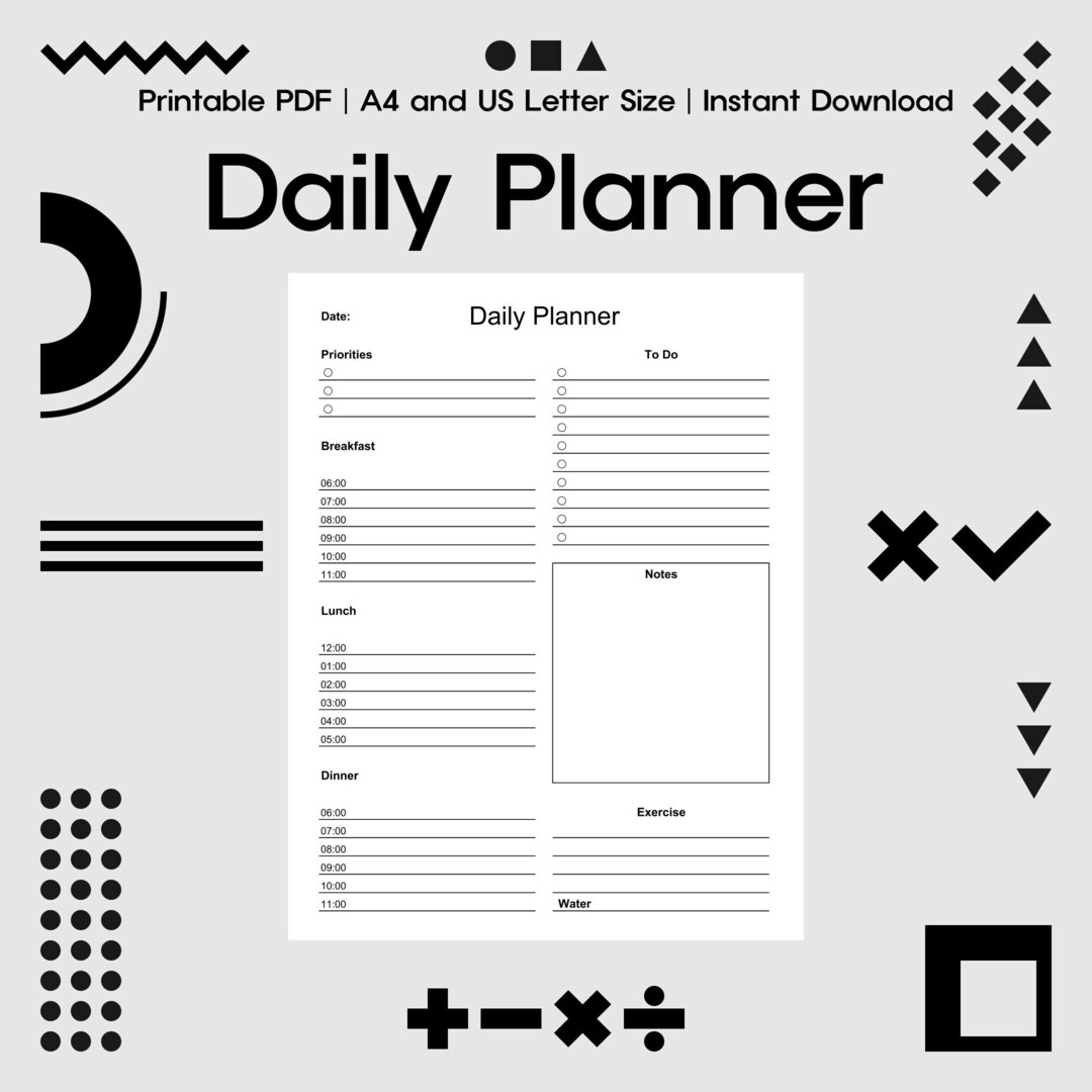 Daily Planner Printable, Printable Daily Planner, Minimalist Daily ...