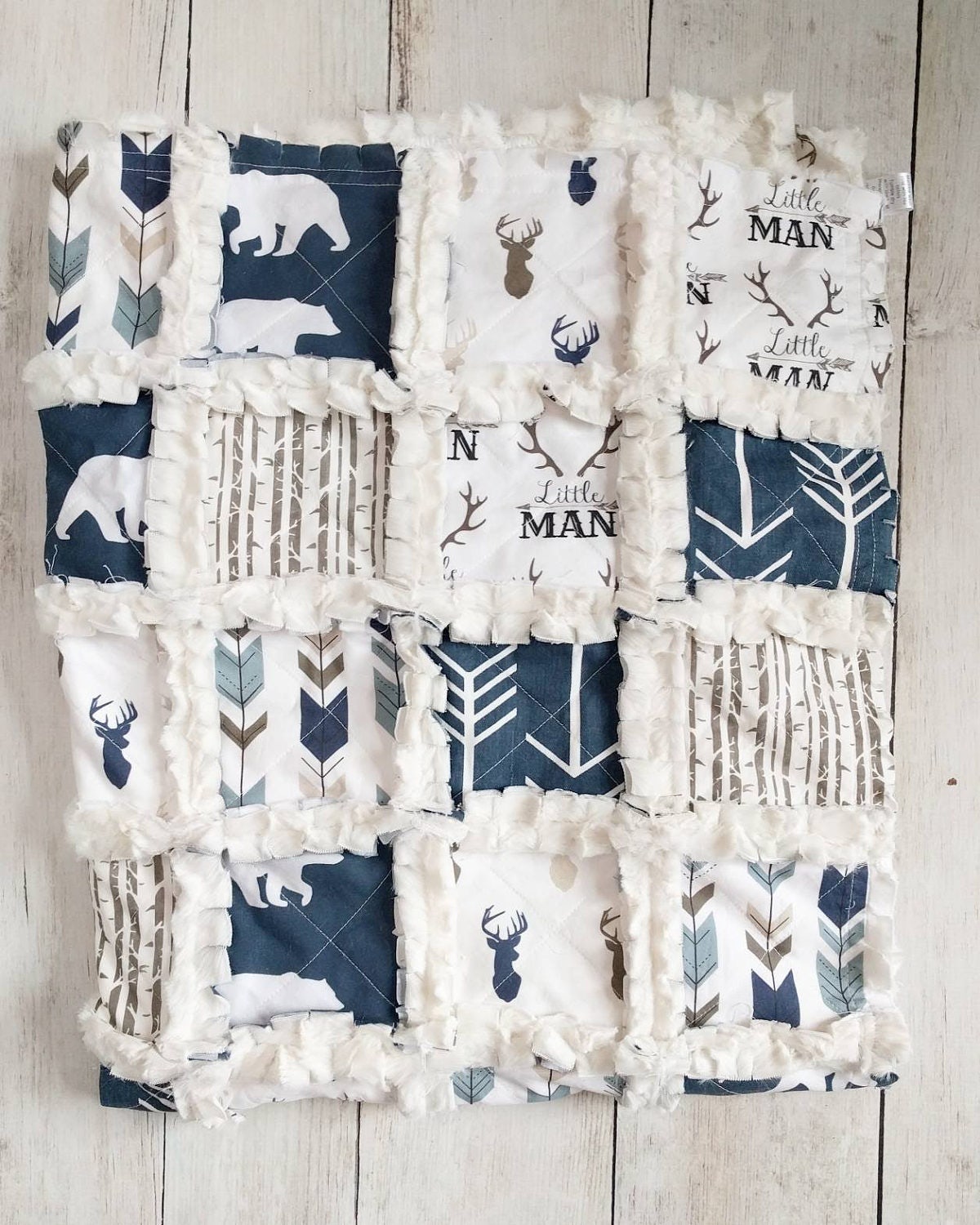 Navy crib online quilt