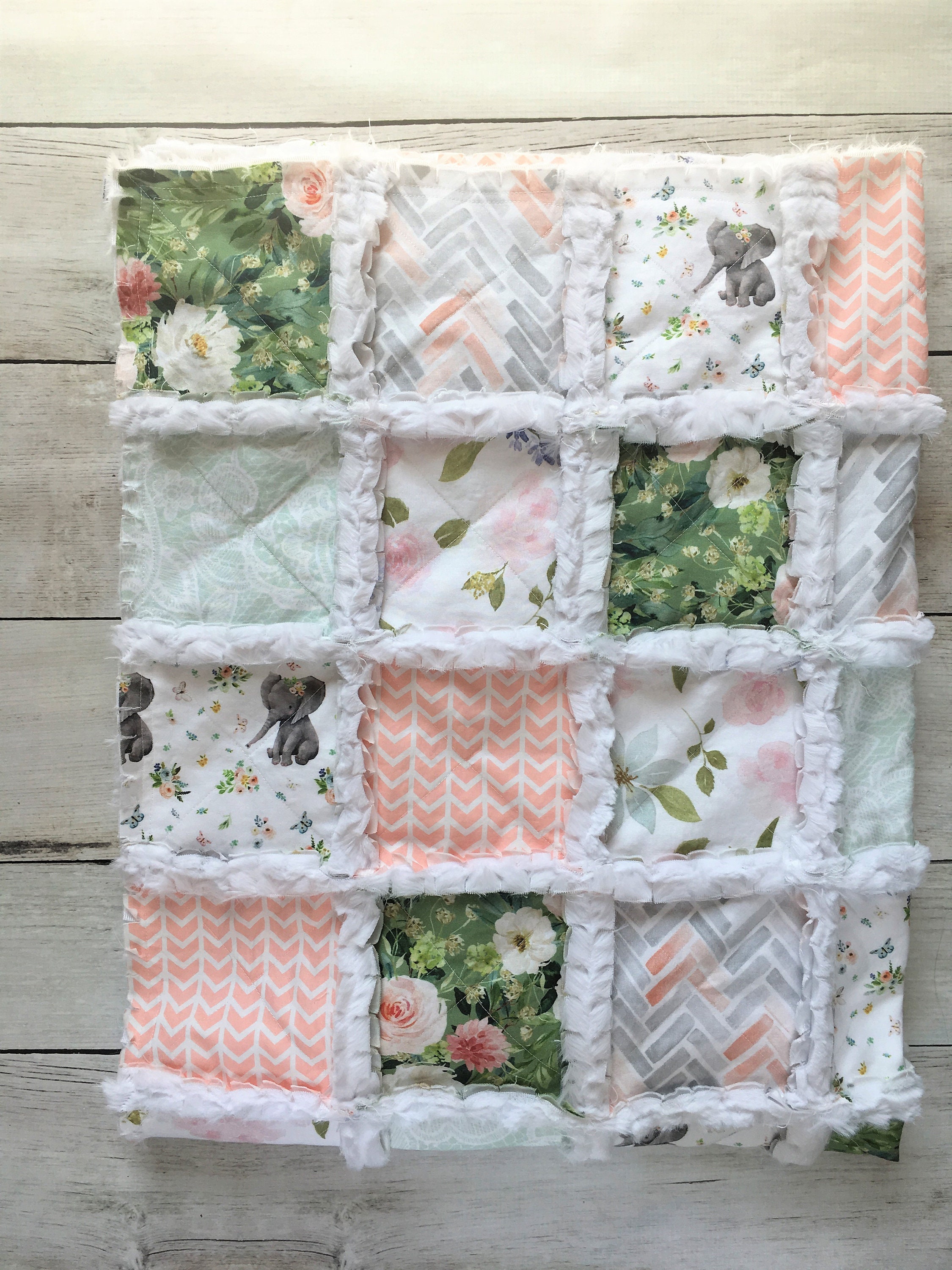 Coral and Green Baby Paradigm Quilt