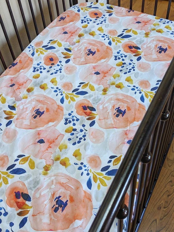 coral fitted crib sheet