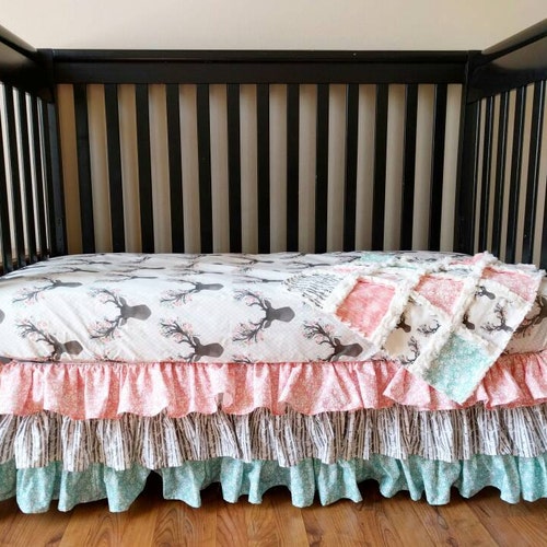 Baby Girl Woodland Crib Bedding Set Girl Crib Bedding Sets Etsy