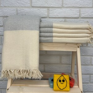 Gray Turkish Towel Peshtemal, Couch Blanket 40x70, Handmade Cotton Towel, Turkish Bath Towel, Personalized Gift Towel, Turkish Beach Towel