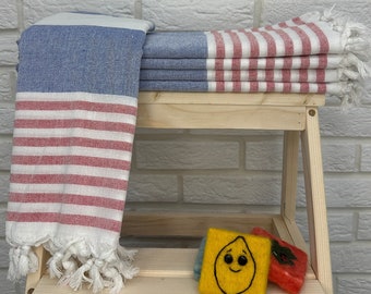 Blue Turkish Towel 40x70", Handmade Cotton Towel, Turkish Bath Towel, Bridesmade Personalized Gift Towel, Hamam Towel, Turkish Beach Towel