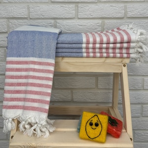 Blauwe Turkse handdoek 40 x 70&quot;, handgemaakte katoenen handdoek, Turkse badhanddoek, bruidsgemaakt gepersonaliseerd cadeau handdoek, hamamdoek, Turkse strandhanddoek