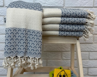 Petrol Blue Turkish Cotton Peshtemal 40x70", Bath Towel Blanket, Jacquard Beach Towel, Personalized Bachelorette Gift, Wedding Bride Towel