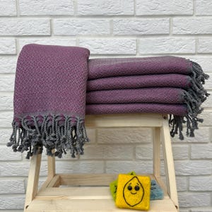 Turkish Beach Towel 40x70, Purple and Gray Couch Blanket, Stone Washed Towel, Organic Bath Towel, Sand Free Beach Towel, Personalized Towel