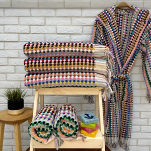 Turkish Colorful Hoodie Bathrope, Personalized Turkish Towel Bathrope, Bathroom Hoodie Towel, Beach Bathrope Towel, Bathroom Cotton Bathrope