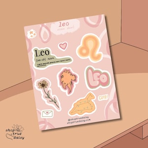 Leo Sticker Sheet - 5x7 Astrology Stickers - Horoscope Planner Stickers - Zodiac Sign Scrapbooking - Perfect Gift for Astrology Lovers