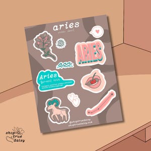 Aries Sticker Sheet - 5x7 Astrology Stickers - Horoscope Planner Stickers - Zodiac Sign Scrapbooking - Perfect Gift for Astrology Lovers