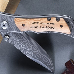 Personalized Wood Handle Folding Knife: Engraved Groomsmen Gift
