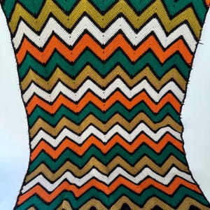 Vintage Afghan throw Blanket, Vintage Blanket, Vintage Afghan, Mid Century Afghan, Retro Afghan, Handmade Afghan, Orange, Yellow, and Green