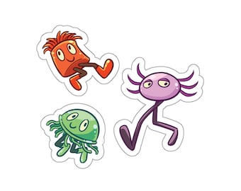 Kinito Pet KinitoPet axolotl Jade Jellyfish Sam Anemone 3 stickers white / transparent