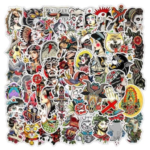 RETRO TATTOO STICKERS 10/25/50 no duplicates, traditional tattoos, old school tattoos
