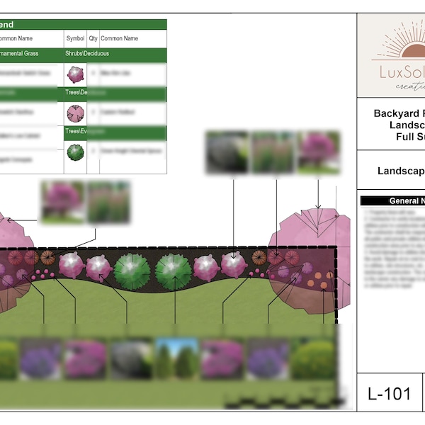 Landscape Design Plan Full Sun - Etsy