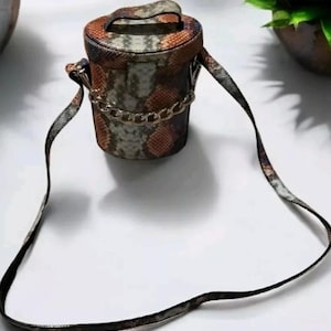 Bolso bandolera con cadena Canteen, bolso de mano con forma de tubo de piel de serpiente de colores