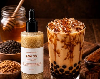 Olio corpo idratante al gusto di bubble tea di Karafa Essentials