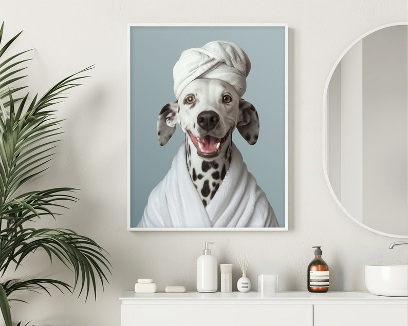 Bathroom Dog Art, Custom Pet Portrait Funny
