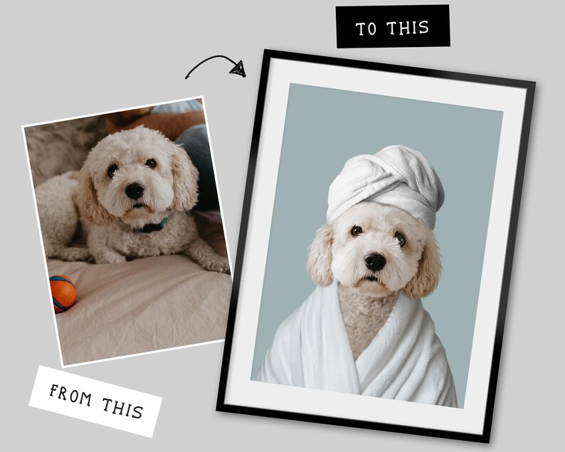 Individuelles Hunde Portrait Badezimmer, Hund Badezimmer Kunst, Haustier Besitzer Geschenk, Lustiges Badezimmer Poster, Hund in Toilette, Hund liest Zeitung auf Toilette Bild 10