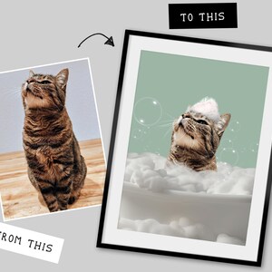 Individuelles Hunde Portrait Badezimmer, Hund Badezimmer Kunst, Haustier Besitzer Geschenk, Lustiges Badezimmer Poster, Hund in Toilette, Hund liest Zeitung auf Toilette Bild 6