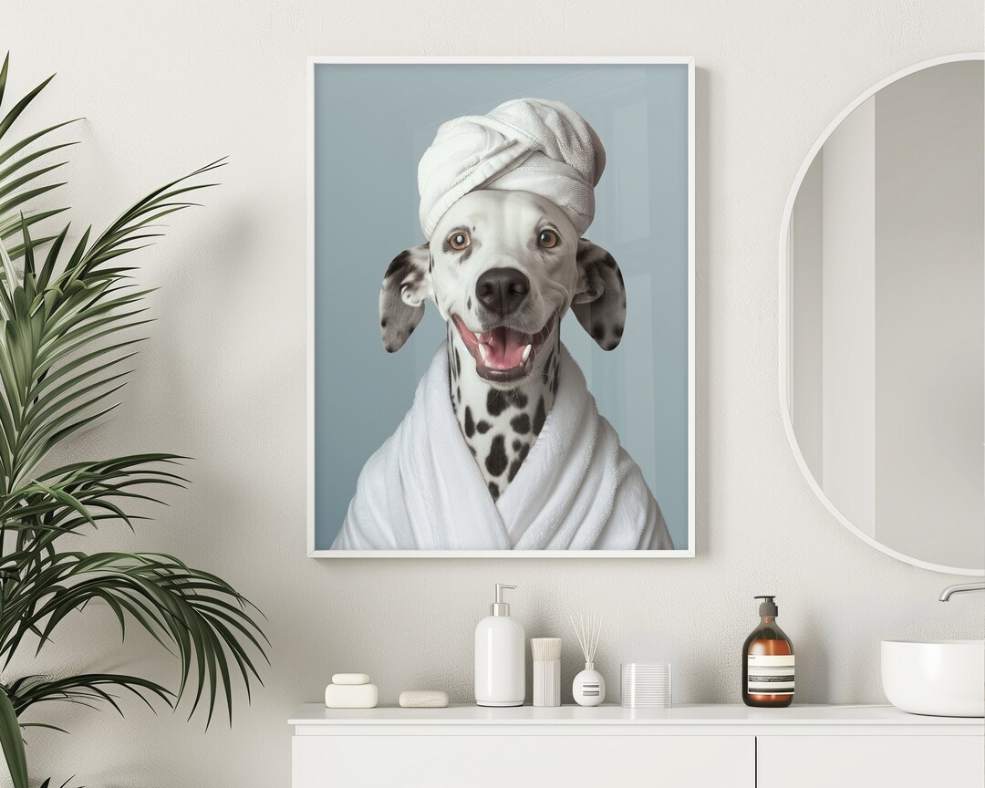 Custom Pet Portrait From Photo, Dog Bathroom Art, Personalized Bathroom ...