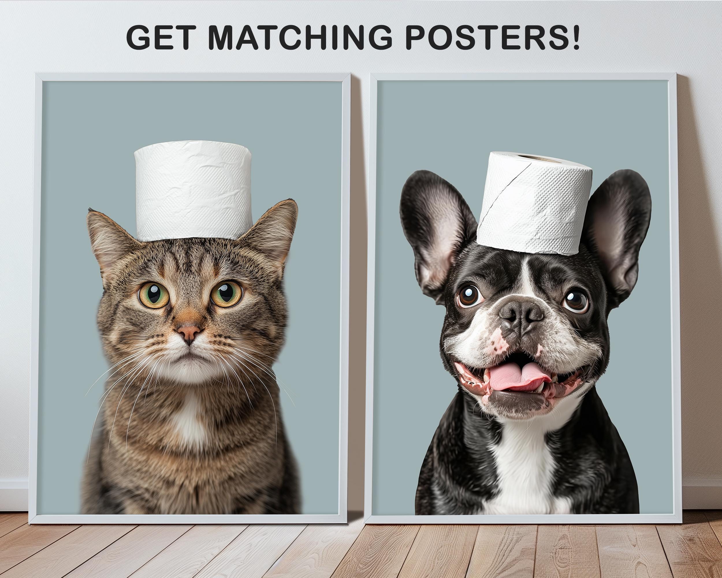 Bathroom Pet Portrait Photo, Funny Dog Bathroom Art, Dog on Toilet