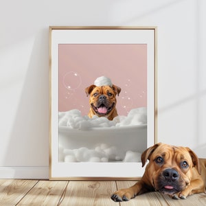 Bathroom Dog Art, Custom Pet Portrait Funny