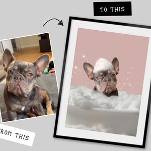 Individuelles Hunde Portrait Badezimmer, Hund Badezimmer Kunst, Haustier Besitzer Geschenk, Lustiges Badezimmer Poster, Hund in Toilette, Hund liest Zeitung auf Toilette Bild 8
