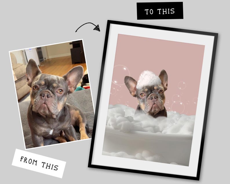 Individuelles Hunde Portrait Badezimmer, Hund Badezimmer Kunst, Haustier Besitzer Geschenk, Lustiges Badezimmer Poster, Hund in Toilette, Hund liest Zeitung auf Toilette Bild 8