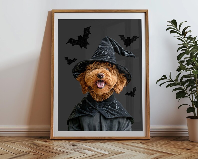 Halloween Pet portrait. Custom dog poster from photo.