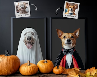 Halloween Custom Pet Portraits, Dog Custom Portrait, Personalized Dog Gift, Unpaws Pet Portrait For Halloween, Funny Pet Portraits