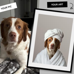 Retrato personalizado de mascota, Arte para el baño de perros, Póster divertido para el baño, Perro en el inodoro, Perro leyendo el periódico en el inodoro, Regalo para dueños de mascotas imagen 3