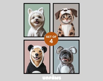 Custom Pet Portraits, Dog Dressed As Cat, Personalized Dog Portraits, Gift for Pet Owner, Cat Custom Poster, Dog Portrait from Photo