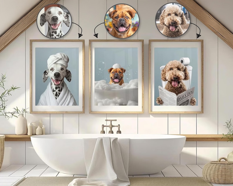 Custom pet portrait bathroom