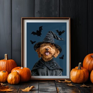 Halloween Pet portrait. Custom dog poster from photo.