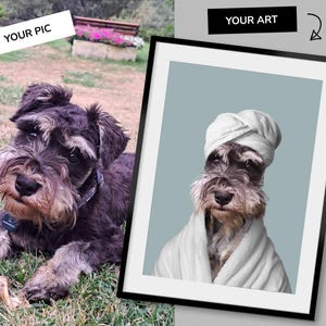 Retrato personalizado de mascota, Arte para el baño de perros, Póster divertido para el baño, Perro en el inodoro, Perro leyendo el periódico en el inodoro, Regalo para dueños de mascotas imagen 8
