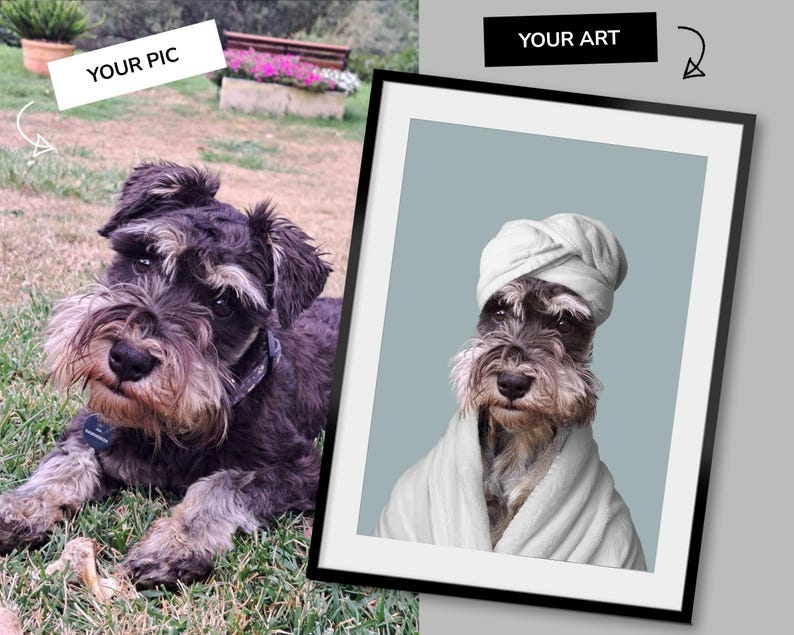Retrato personalizado de mascota, Arte para el baño de perros, Póster divertido para el baño, Perro en el inodoro, Perro leyendo el periódico en el inodoro, Regalo para dueños de mascotas imagen 8