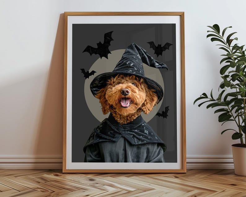 Halloween Dog Portrait. Halloween home decor.