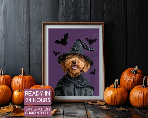 Custom Dog Portrait for Halloween, Funny Pet Portrait, Personalized Dog Poster, Pet Portrait For Halloween, Custom Dog Portrait