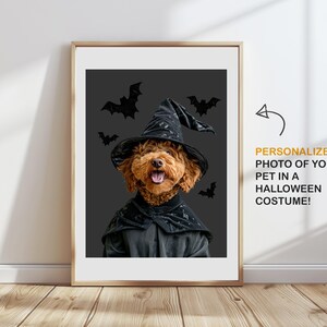 Halloween Pet portrait. Custom dog poster from photo.