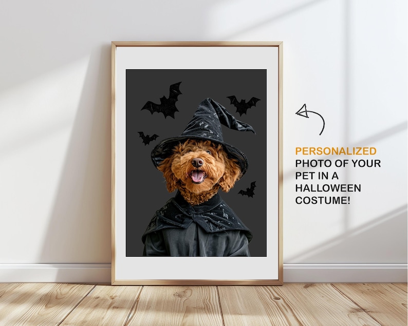 Halloween Pet portrait. Custom dog poster from photo.