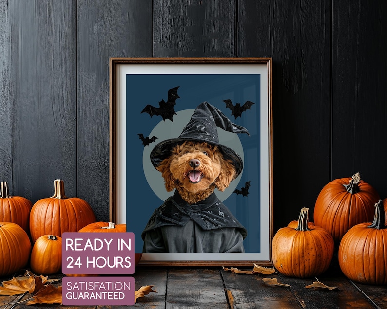 Halloween Pet Portrait. Halloween home decor.
