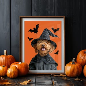 Halloween Pet portrait. Custom dog poster from photo.