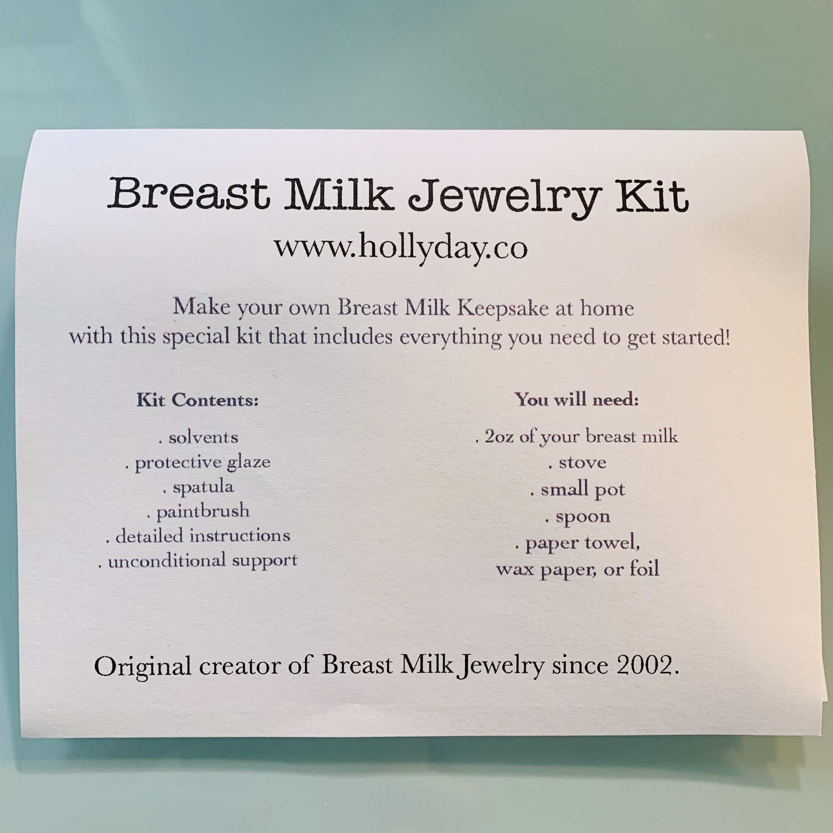 DIY Breast Milk Jewelry Kit With Locket From the Original Etsy