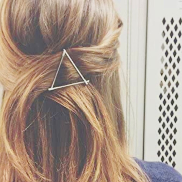 silver or gold triangle unique hair barrette clip